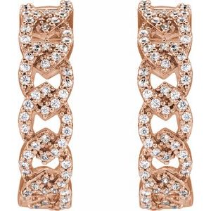 14K Rose 1/2 CTW Lab-Grown Diamond Hoop Earrings