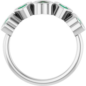 Sterling Silver Lab-Grown Emerald Ring