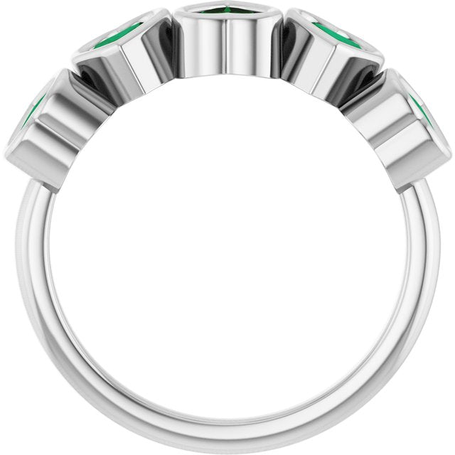 Sterling Silver Lab-Grown Emerald Ring