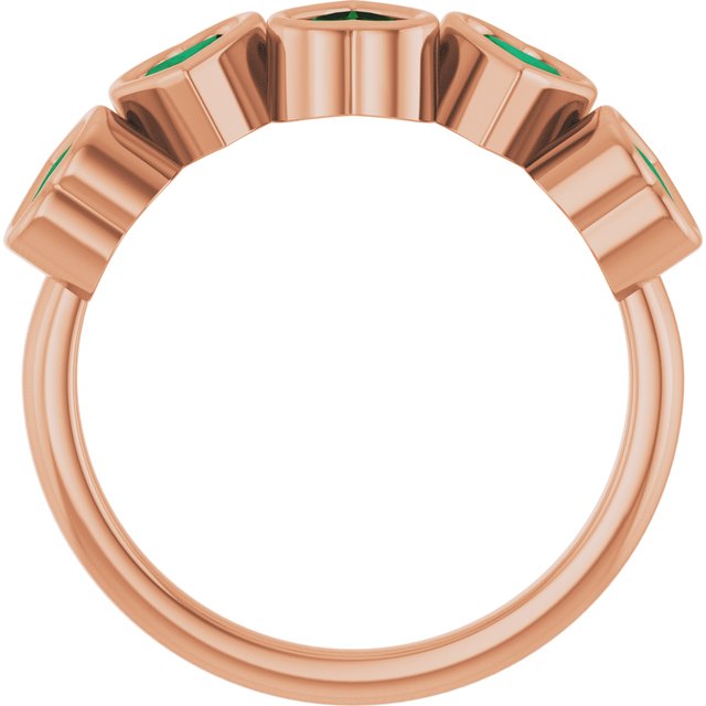 14K Rose Lab-Grown Emerald Ring