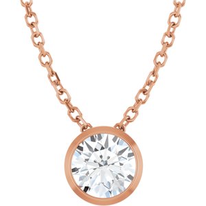 14K Rose 1/2 CT Lab-Grown Diamond Bezel-Set 16-18" Necklace