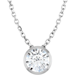 Platinum 1/2 CT Lab-Grown Diamond Bezel-Set 16-18" Necklace