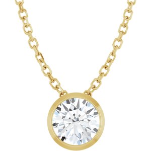 14K Yellow 1/2 CT Lab-Grown Diamond Bezel-Set 16-18" Necklace