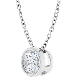 14K White 1/2 CT Lab-Grown Diamond Bezel-Set 16-18" Necklace