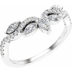 14K White 1/2 CTW Lab-Grown Diamond Contour Band