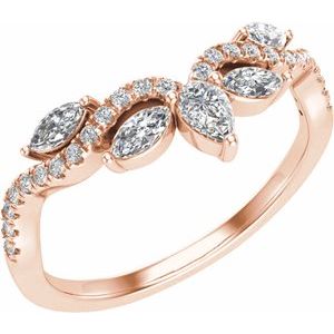14K Rose 1/2 CTW Lab-Grown Diamond Contour Band