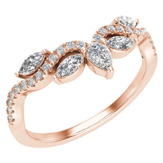 14K Rose 1/2 CTW Lab-Grown Diamond Contour Band