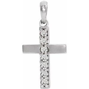 14K White Lab-Grown Diamond Cross Pendant