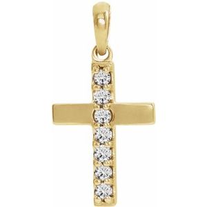 14K Yellow Lab-Grown Diamond Cross Pendant