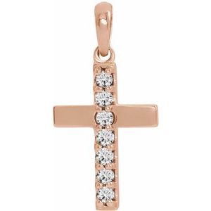 14K Rose Lab-Grown Diamond Cross Pendant