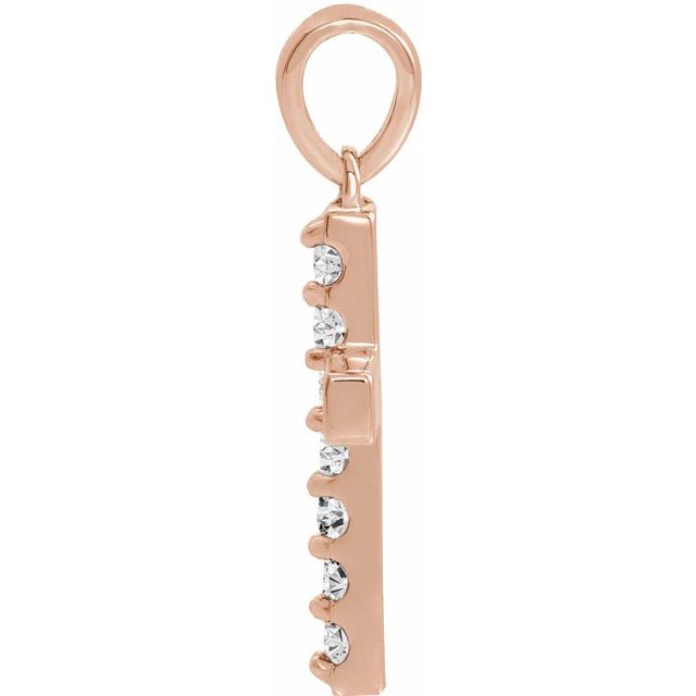 14K Rose Lab-Grown Diamond Cross Pendant