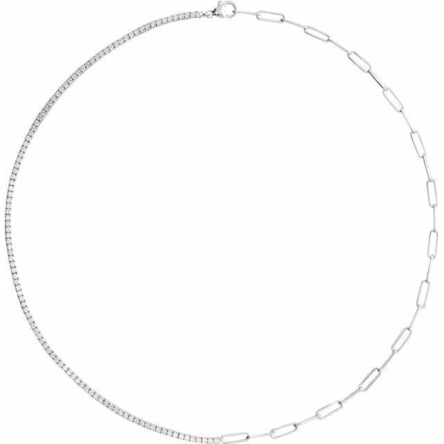 14K White 3 1/4 CTW Lab-Grown Diamond Line 18" Necklace