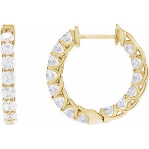 14K Yellow 2 1/5 CTW Lab-Grown Diamond Inside-Outside 19.7 mm Hoop Earrings