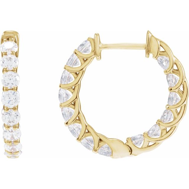 14K Yellow 2 1/5 CTW Lab-Grown Diamond Inside-Outside 19.7 mm Hoop Earrings