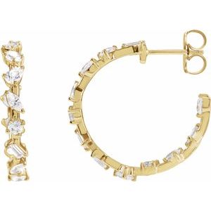 14K Yellow 2 CTW Lab-Grown Diamond 24.4 mm Hoop Earrings