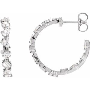 14K White 2 CTW Lab-Grown Diamond 24.4 mm Hoop Earrings