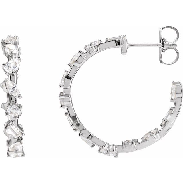 14K White 2 CTW Lab-Grown Diamond 24.4 mm Hoop Earrings