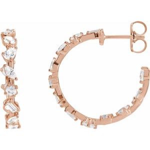 14K Rose 2 CTW Lab-Grown Diamond 24.4 mm Hoop Earrings