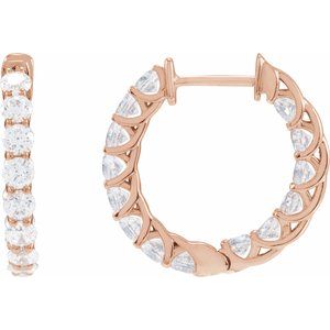 14K Rose 2 1/5 CTW Lab-Grown Diamond Inside-Outside 19.7 mm Hoop Earrings