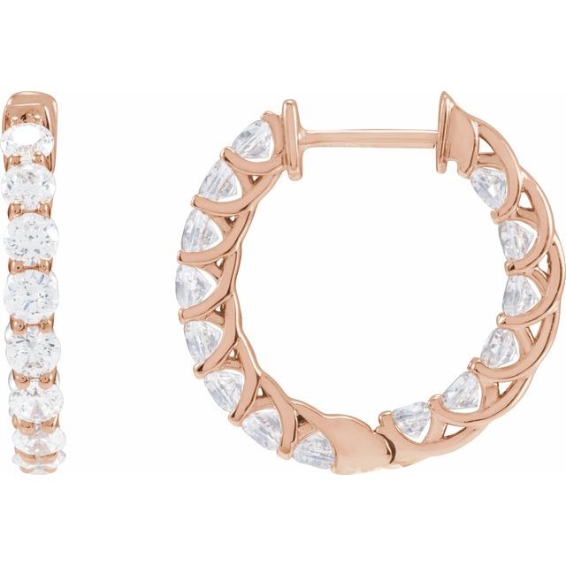 14K Rose 2 1/5 CTW Lab-Grown Diamond Inside-Outside 19.7 mm Hoop Earrings