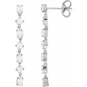 14K White 1 1/5 CTW Lab-Grown Diamond  Dangle Earrings
