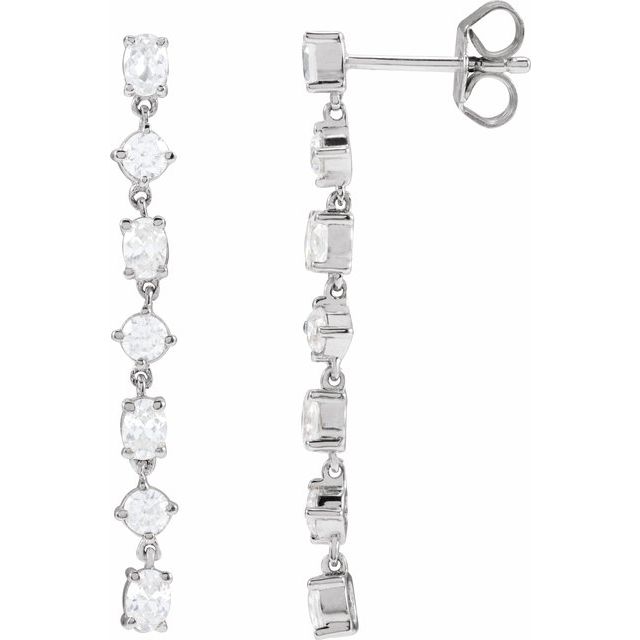 14K White 1 1/5 CTW Lab-Grown Diamond  Dangle Earrings
