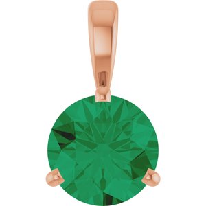 14K Rose Lab-Grown Emerald Pendant