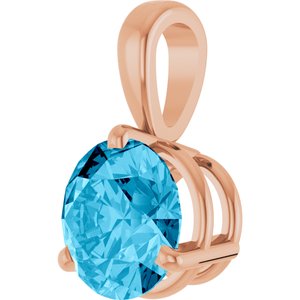 14K Rose Lab-Grown Aqua Sapphire Pendant
