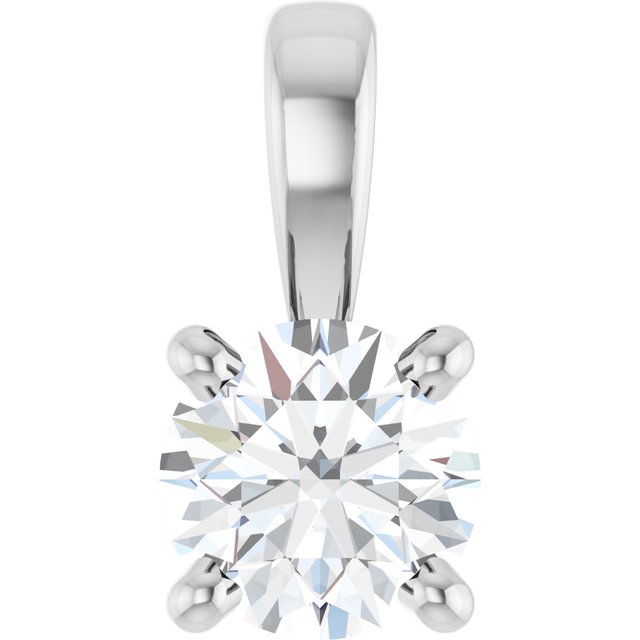 14K White 1/4 CT Lab-Grown Diamond Pendant