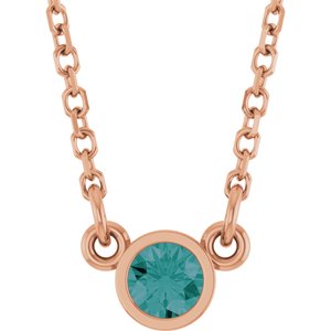 14K Rose Lab-Grown Alexandrite Solitaire 16" Necklace