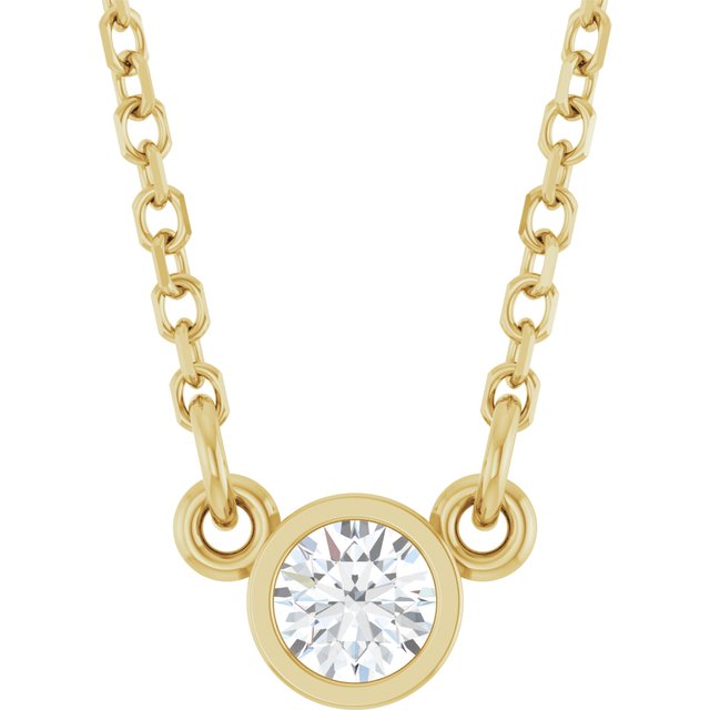 14K Yellow 1/10 CT Lab-Grown Diamond Solitaire 18" Necklace