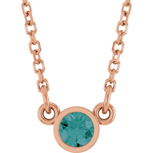 14K Rose Lab-Grown Alexandrite Solitaire 16" Necklace