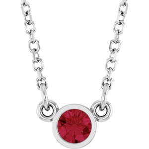 Platinum Lab-Grown Ruby Solitaire 16" Necklace