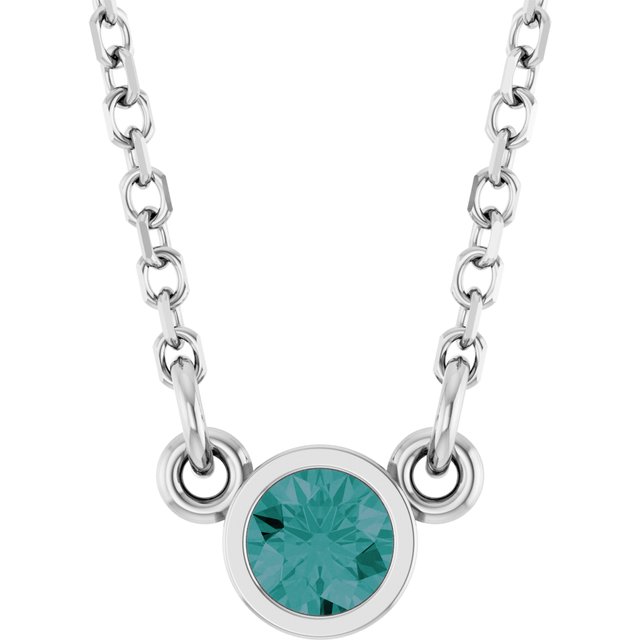 Platinum Lab-Grown Alexandrite Solitaire 16" Necklace