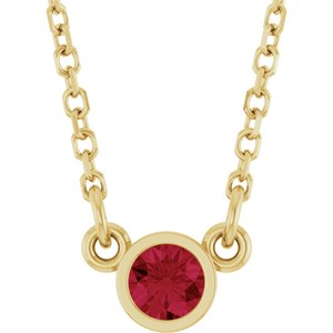 14K Yellow Lab-Grown Ruby Solitaire 16" Necklace