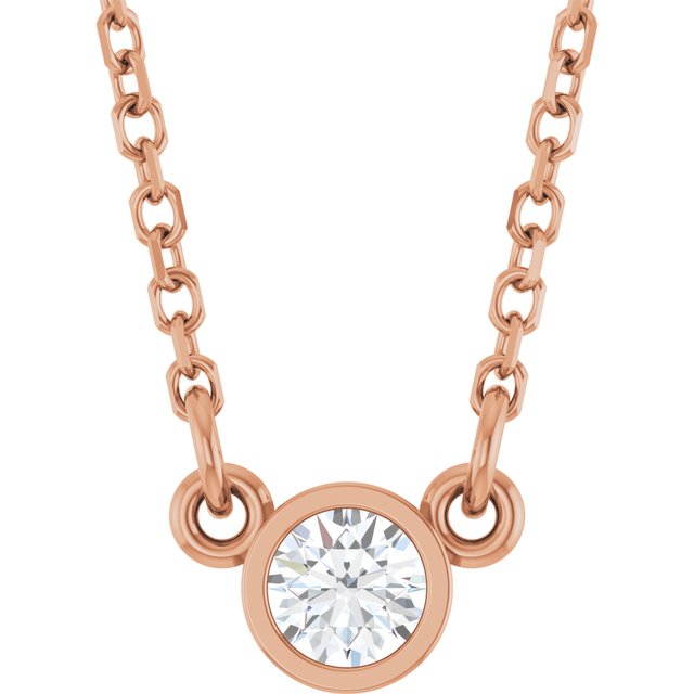 14K Rose 1/10 CT Lab-Grown Diamond Solitaire 18" Necklace