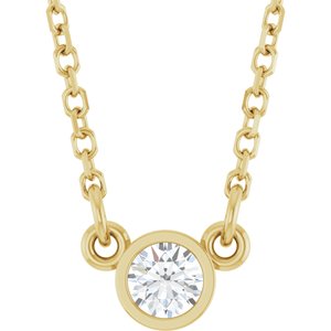 14K Yellow Stuller Lab-Grown Moissanite Solitaire 18" Necklace