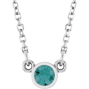 14K White Lab-Grown Alexandrite Solitaire 16" Necklace