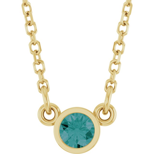 14K Yellow Lab-Grown Alexandrite Solitaire 16" Necklace