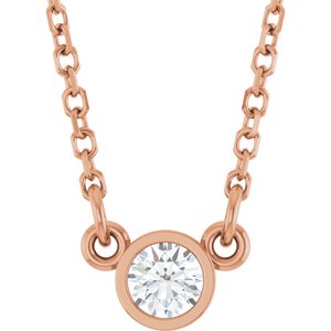 14K Rose Stuller Lab-Grown Moissanite Solitaire 18" Necklace