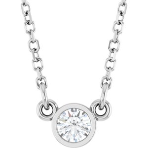 Sterling Silver Stuller Lab-Grown Moissanite Solitaire 18" Necklace
