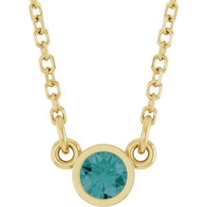 14K Yellow Lab-Grown Alexandrite Solitaire 16" Necklace