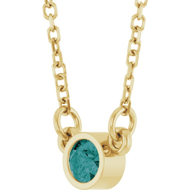 14K Yellow Lab-Grown Alexandrite Solitaire 16" Necklace