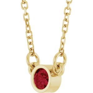14K Yellow Lab-Grown Ruby Solitaire 16" Necklace