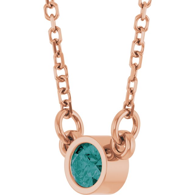 14K Rose Lab-Grown Alexandrite Solitaire 16" Necklace