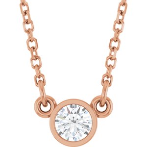 14K Rose 1/6 CT Lab-Grown Diamond Solitaire 18" Necklace