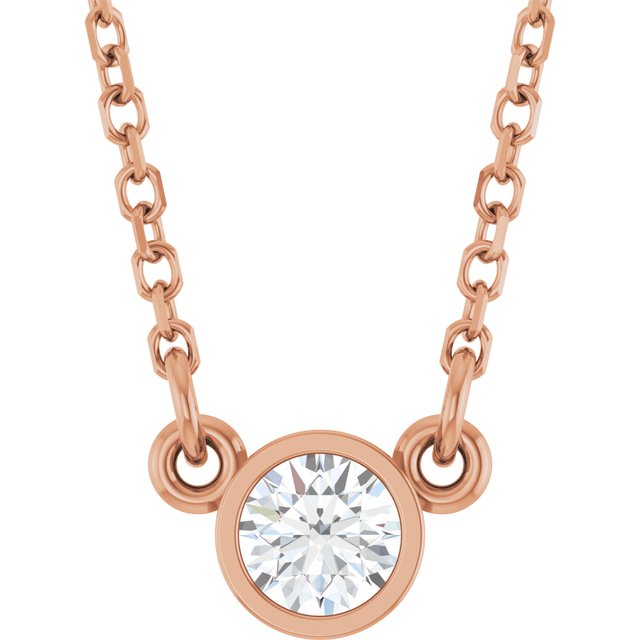 14K Rose 1/6 CT Lab-Grown Diamond Solitaire 18" Necklace