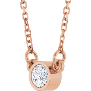 14K Rose 1/6 CT Lab-Grown Diamond Solitaire 18" Necklace