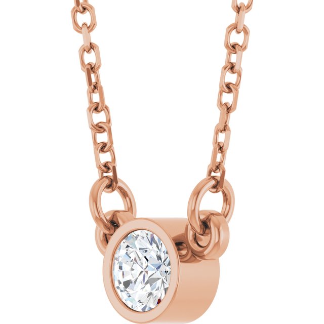 14K Rose 1/6 CT Lab-Grown Diamond Solitaire 18" Necklace