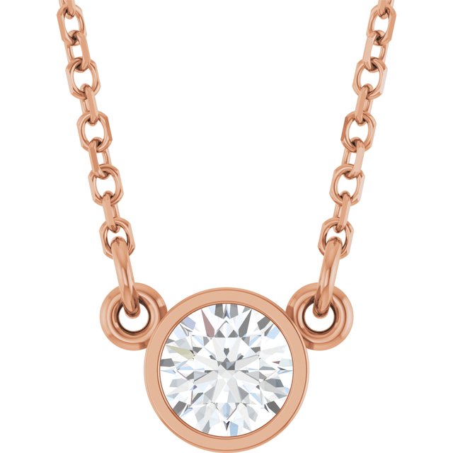 14K Rose Stuller Lab-Grown Moissanite Solitaire 18" Necklace